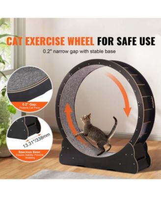 Large Cat Exercise Wheel: 43.3" Indoor Treadmill in Black - Silent Run for Active Cats
