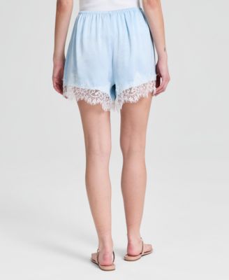 Women's Satin Lace-Trim Shorts