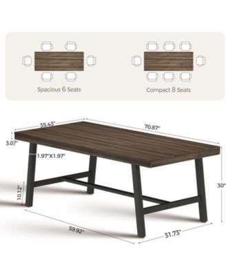 Farmhouse Dining Table | Standard Size | Wood | Brown | 6-8 People