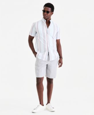 Men's Short-Sleeve Striped Oxford Shirt