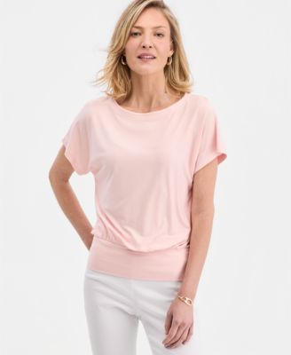 Women's Banded-Hem Short-Sleeve Knit Top