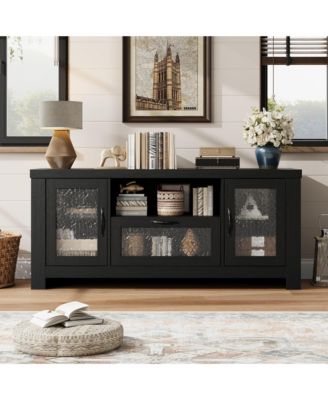 55.2'' Modern Sideboard Buffet Cabinet with Acrylic Door Storage Cabinet, Farmhouse Coffee Bar Cabinet with Shelves