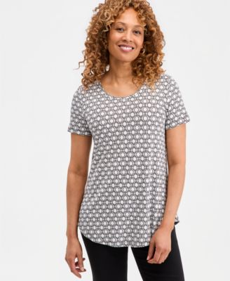 Women's Printed Scoop-Neck Short Sleeve Top