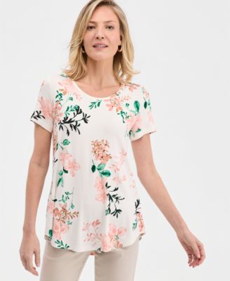 Women's Printed Scoop-Neck Short Sleeve Top