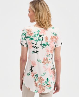 Women's Printed Scoop-Neck Short Sleeve Top