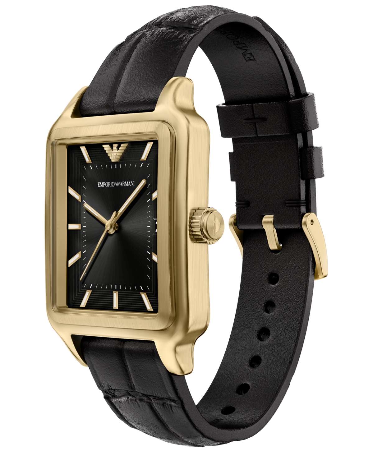 Emporio Armani Men's Quartz Three-Hand Black Leather Watch, 36mm