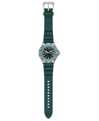 Men's World Explorer Solar Three Hand Green Silicone Watch, 42mm