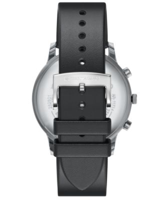 Men's Quartz Chronograph Black Leather Watch, 42mm