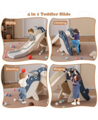 Indoor Outdoor Baby Slide Climber Playset with Basketball Hoop