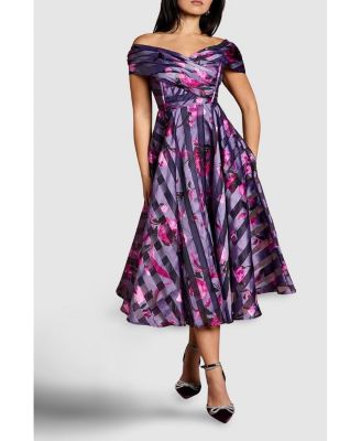 Women's Stripe Organza Midi Dress