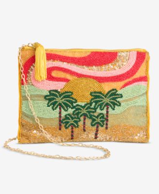 Beaded Palm Tree Crossbody Bag