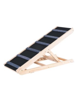 Adjustable Wooden Dog Ramp: Folding 41.3" Pet Ramp for Bed, Couch, or Car - Supports Small to Large Dogs
