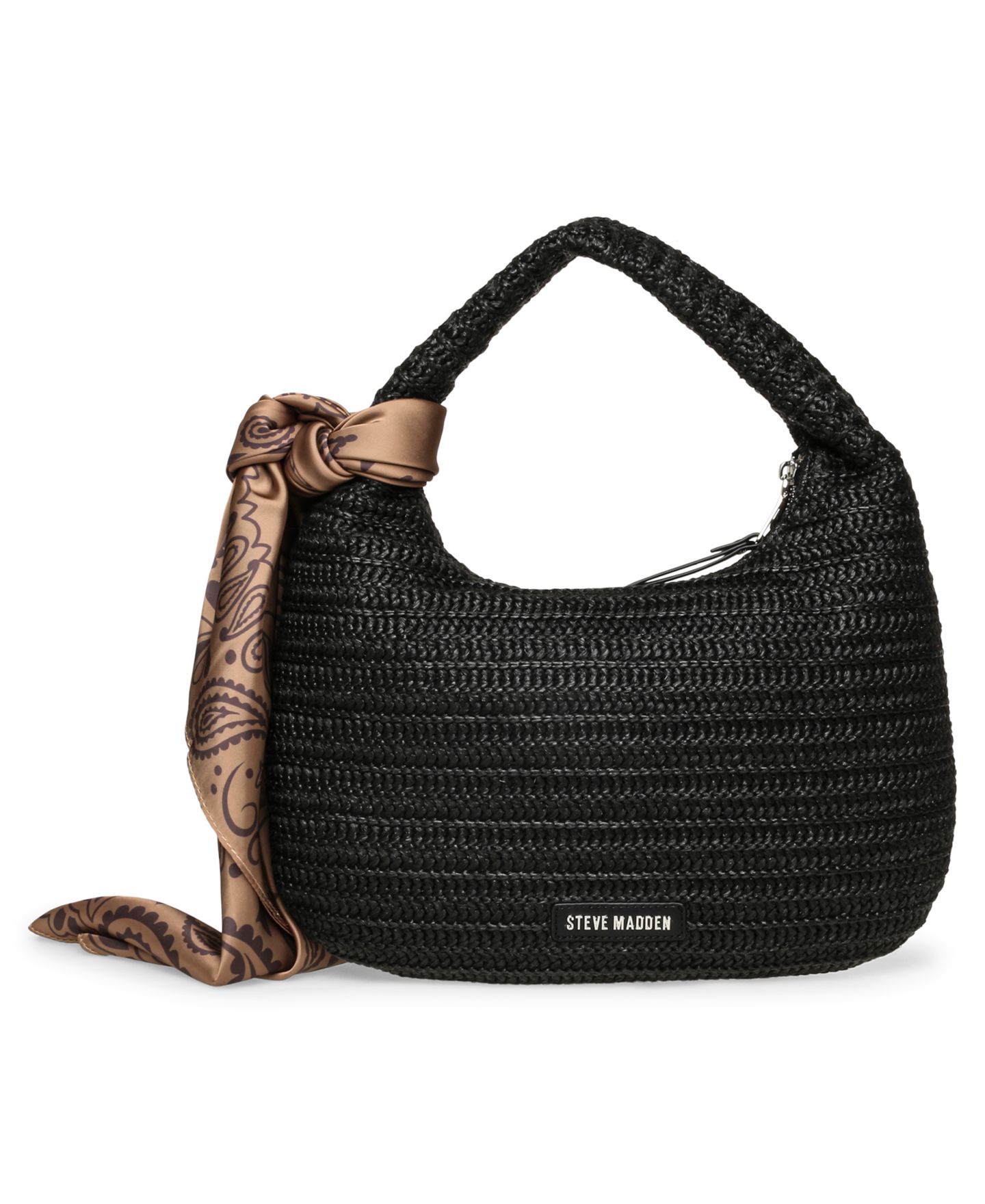 Женская сумка Steve Madden Bdaena Scarf Straw Hobo, цвет: Чёрный — фото 2
