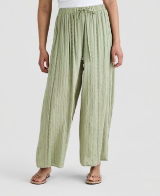 Women's Satin Pull-On Wide-Leg Pants