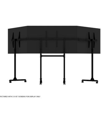 Round Tube Freestanding Triple Monitor Stand, Black