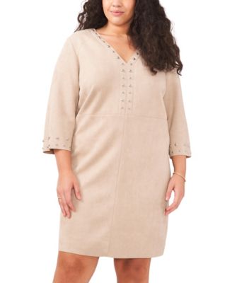 Plus Size V-Neck Studded Dress