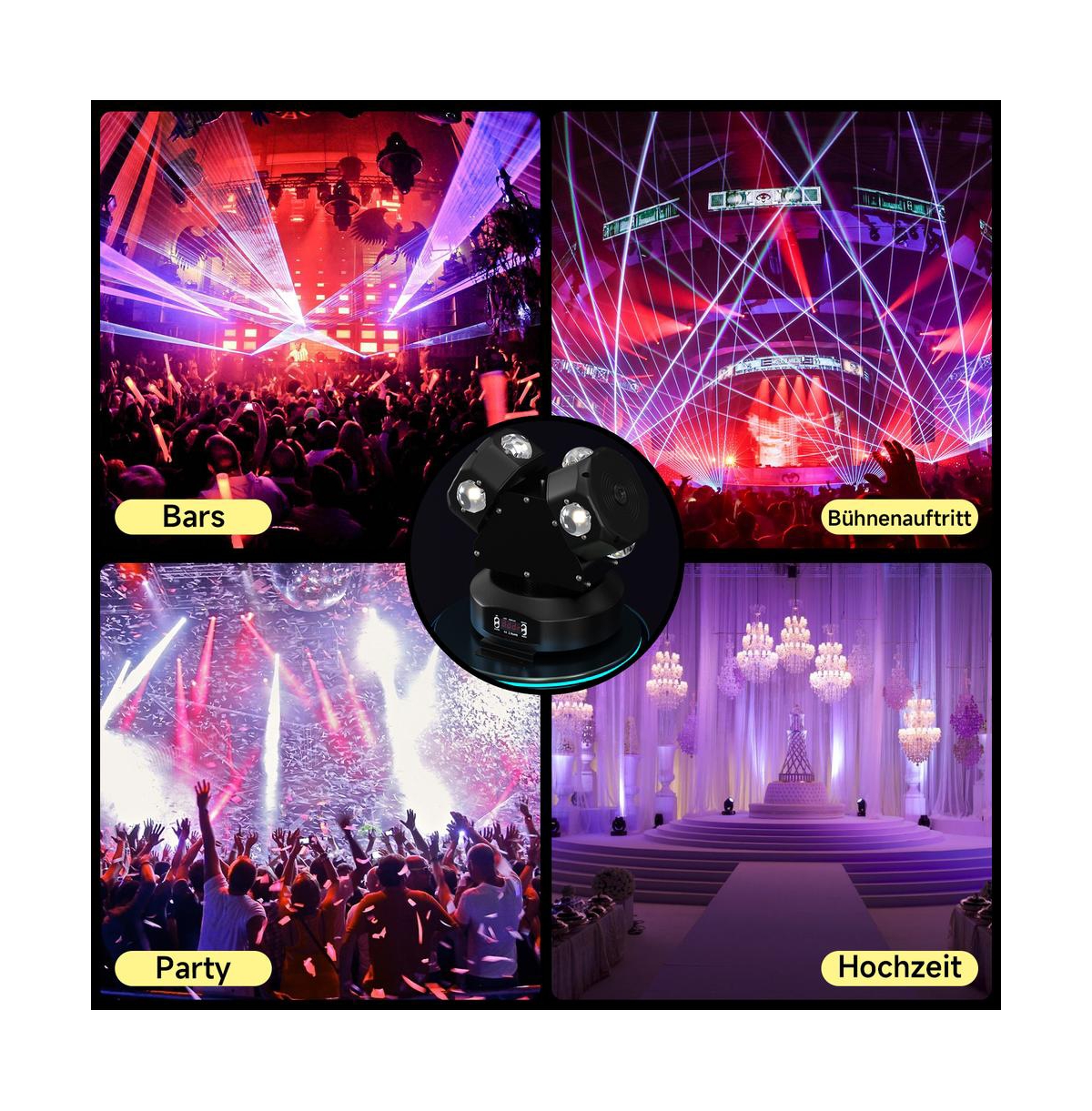 Artudatech 120W Moving Head Stage Light with 8 Rgbw LEDs & Laser, Dmx, Auto Sound Mode