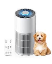 H13 HEPA Air Purifier: Covers 1076 ft², eliminates pet dander/dust/pollen/odor/smoke. 22 dB quiet mode, 7-color light, white