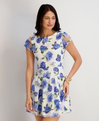 Women's Embroidered Crew Neck Dress