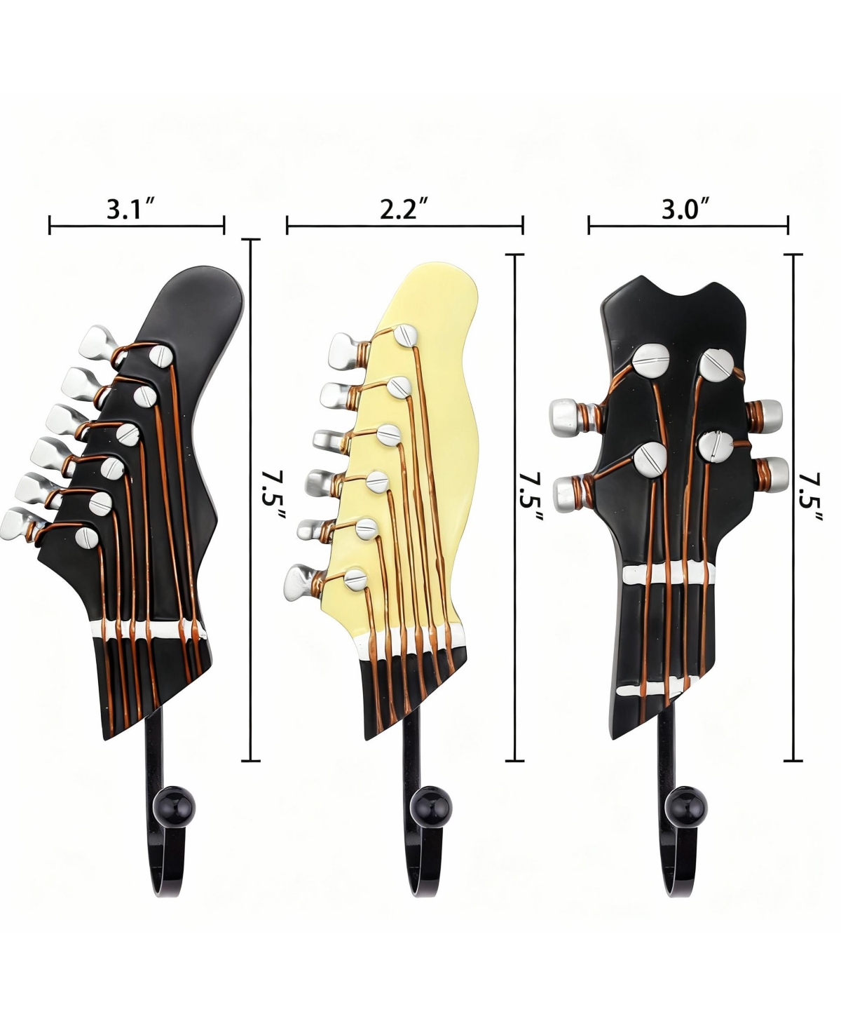 Yigii Heavy Duty, Durable Guitar Shaped Hooks for Hanging Clothes and Accessories