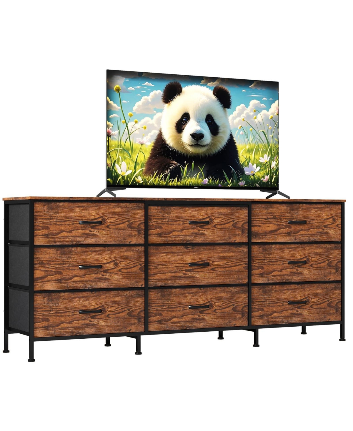 gaomon 63 Inch Dresser Tv Stand with 9 Fabric Drawers, Large Storage Chest