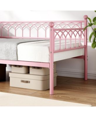 Twin Size Daybed, Sofa Bed Frame with Metal Steel Slat Support, Heavy Duty Metal Bed Frame, Space Saving, Easy Assembly, for Small Spaces