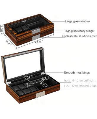 Luxury PU Leather Watch, Cufflinks & Sunglasses Organizer