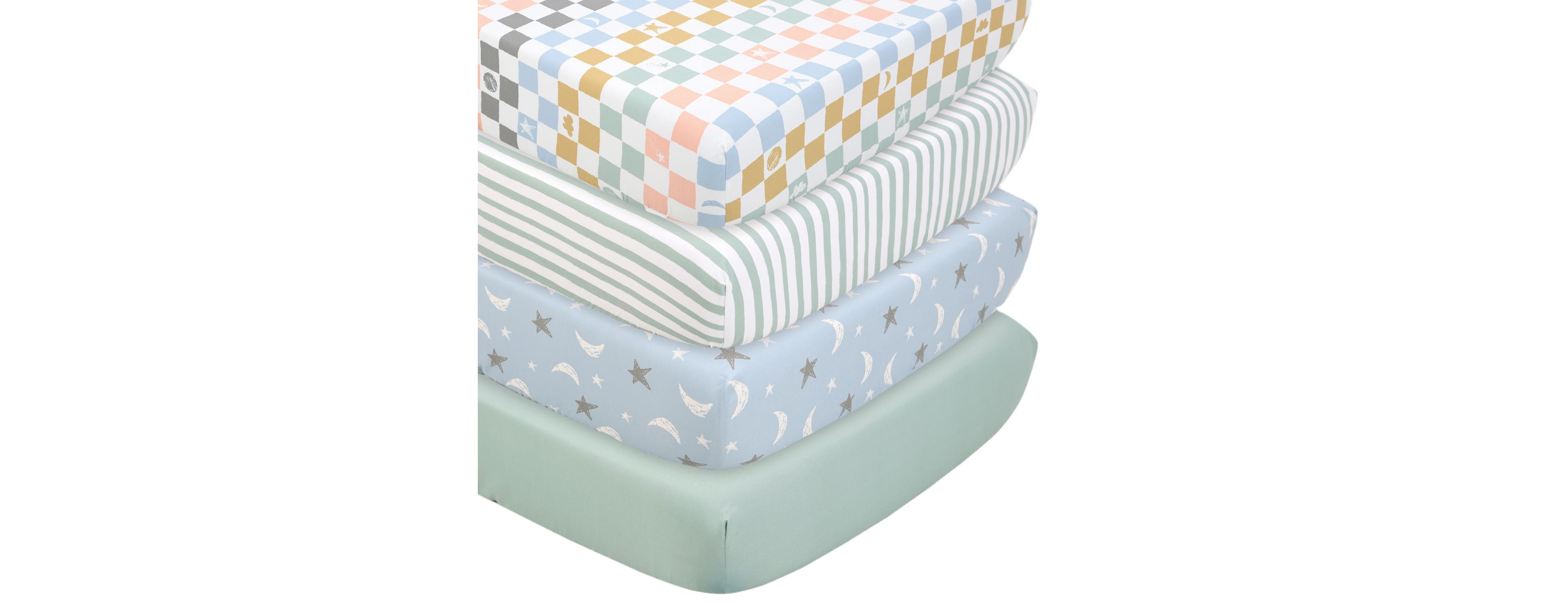 The Peanutshell Celestial Multi 4-Pack Fitted Crib Sheets