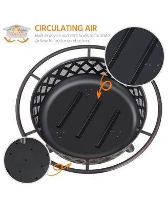 Rounded Outdoor Iron Fire Pit Wood Burning Heating for Bonfire