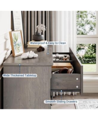 Grey 6 Drawer Dresser for Bedroom, 47.2'' Farmhouse Chest with Metal Handles, Rustic Wood Storage Organizer