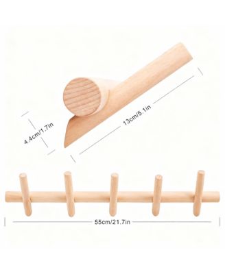 Beech Wood Wall Hooks for Coats, Hats, Scarves - Durable, Easy Install
