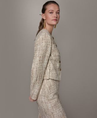 Petite Button-Front Cropped Jacket