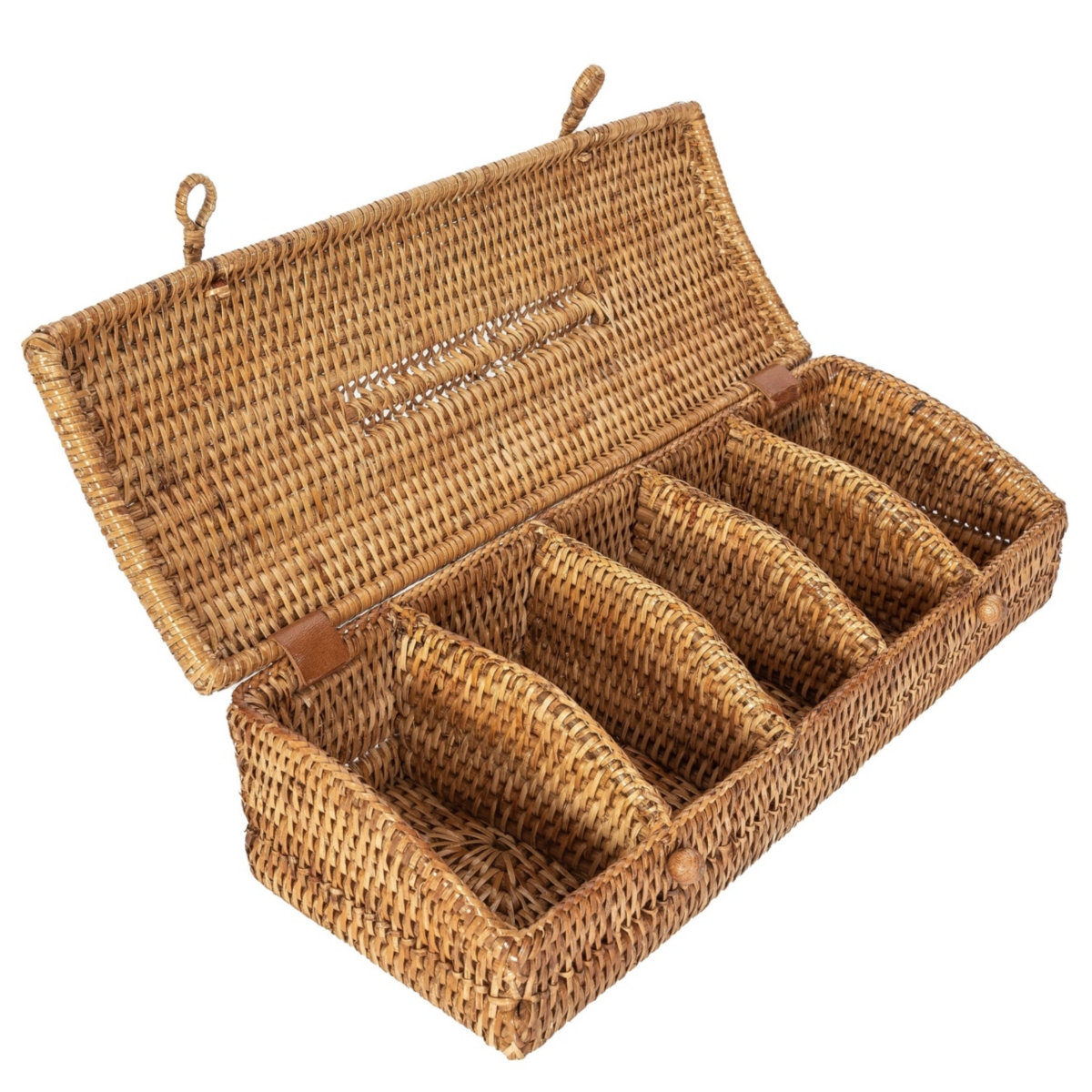 Artifacts Trading Company Rattan 5 Section Tea Box with Lid