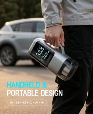 Portable 4-in-1 Car Jump Starter 1000A, 150 PSI Air Compressor, Handheld Vacuum, LED Emergency Light, Power Bank