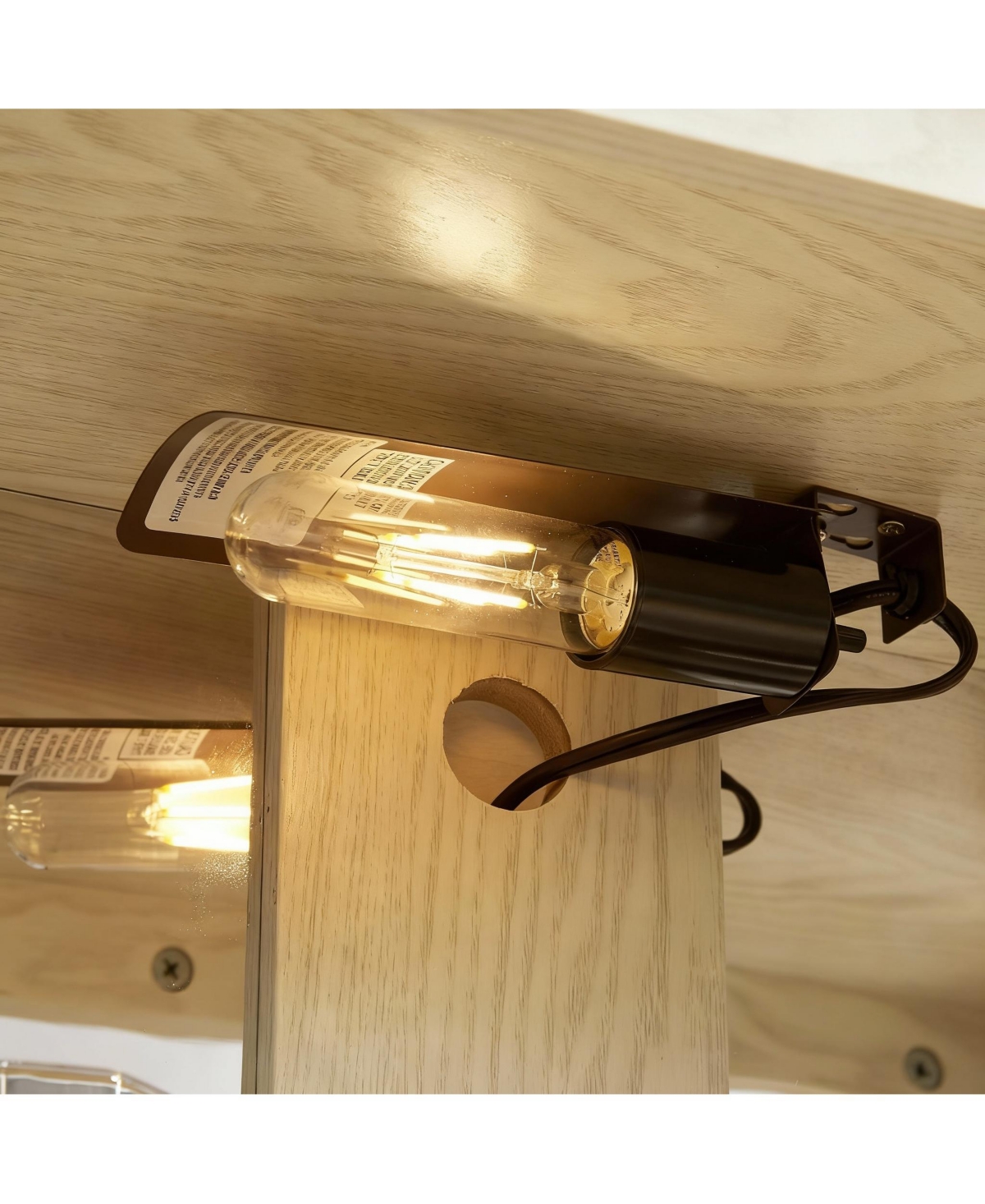 Yigii Antique Display Cabinet with Lighted Glass Doors Mirrored Panel