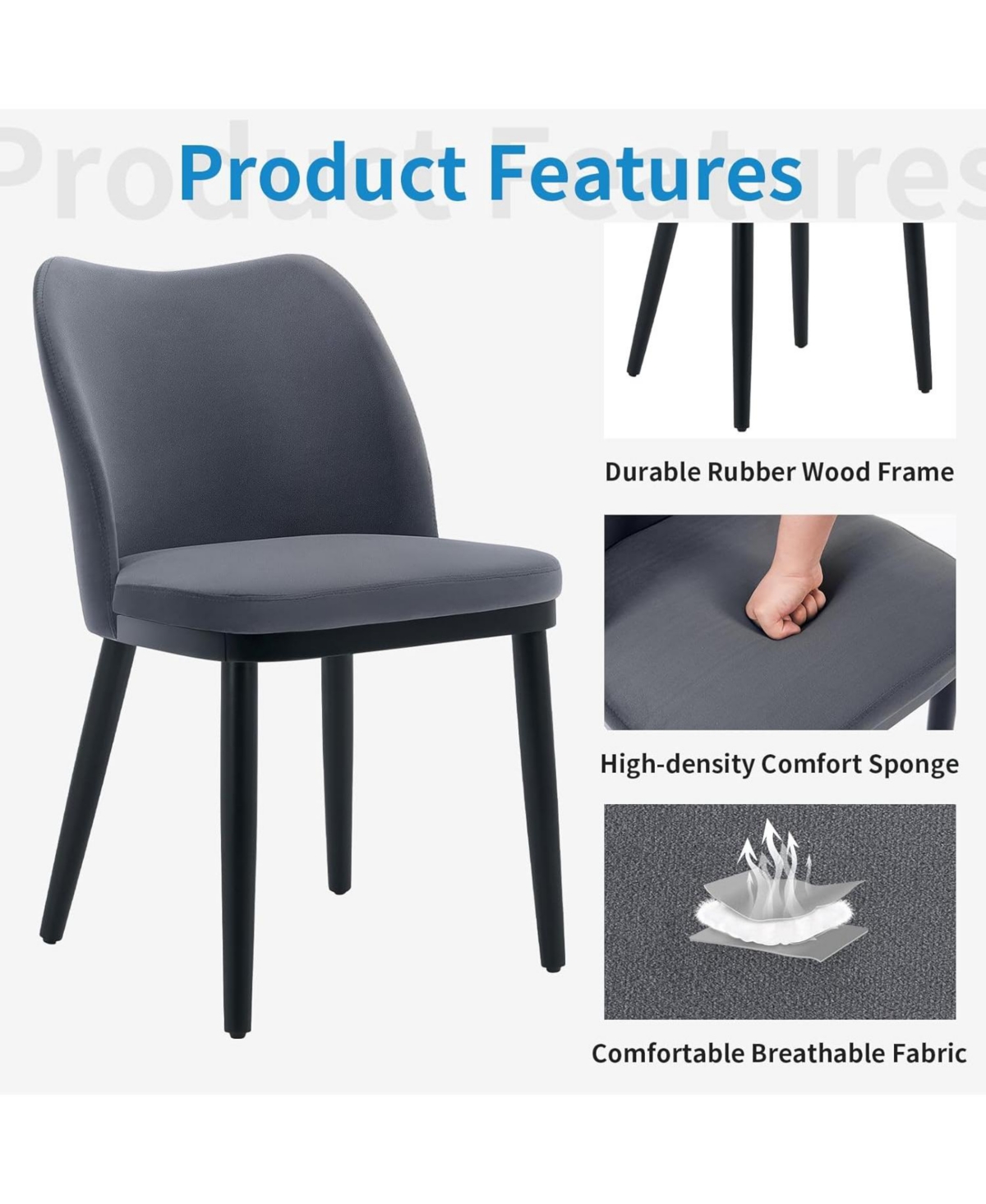 gaomon 2 Dining Chairs, Upholstered Velvet Dining Room Side Chairs, Chair for Dining Room with Padded Seat & Wood Legs-Modern Chairs