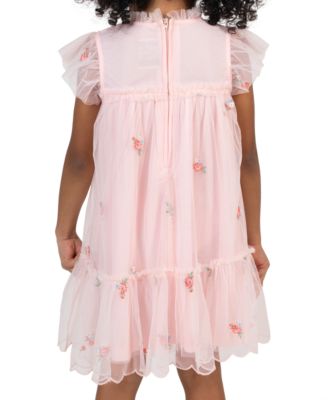 Girls' 2T-6X Embroidered Flutter Sleeve Dress