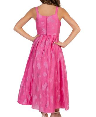 Girls' 7-16 Burnout Organza Floral Applique Square Neck Dress