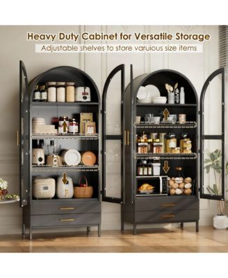 Arched Glass Cabinet for Home Office, Easy Assembly