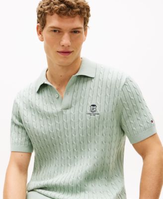 Men's Cable Short-Sleeve Polo Shirt