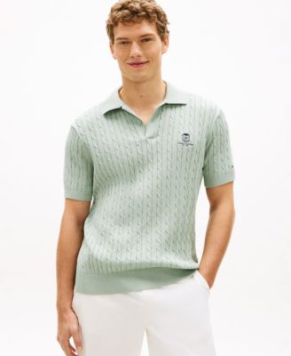Men's Cable Short-Sleeve Polo Shirt