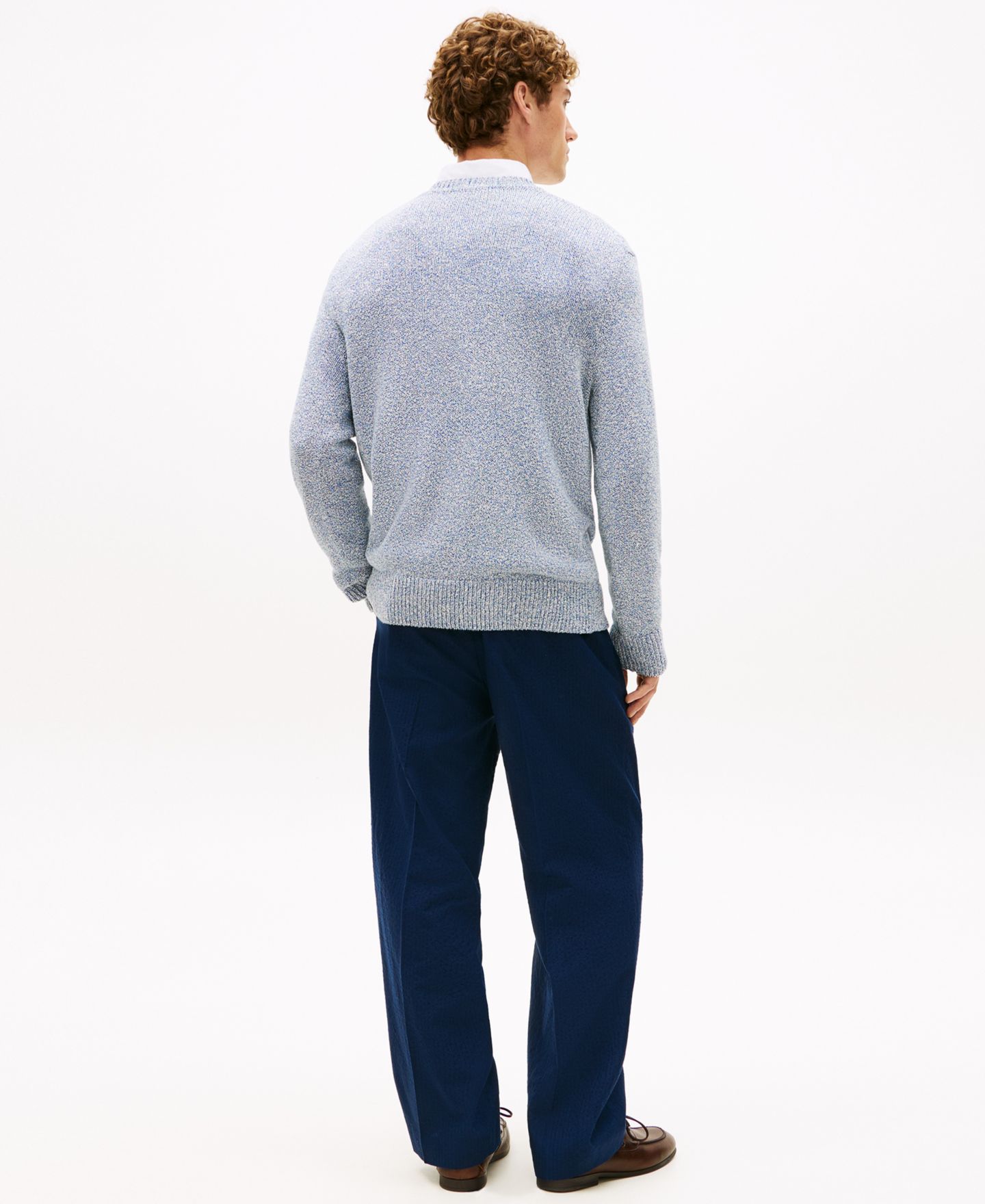 Мужской свитер Tommy Hilfiger Two-Tone Boucle Crewneck, цвет: Синий — фото 4