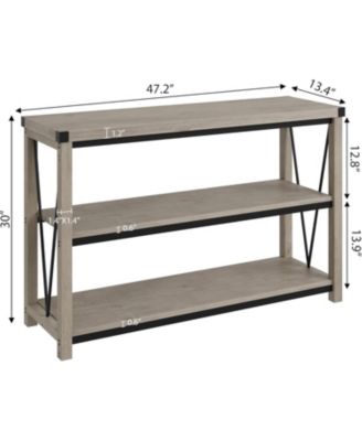 Farmhouse Table,47" Narrow Long Console Table with Storage, 3 Tier Wood Console Table for Living Room, Farmhouse Sofa Tables Behind