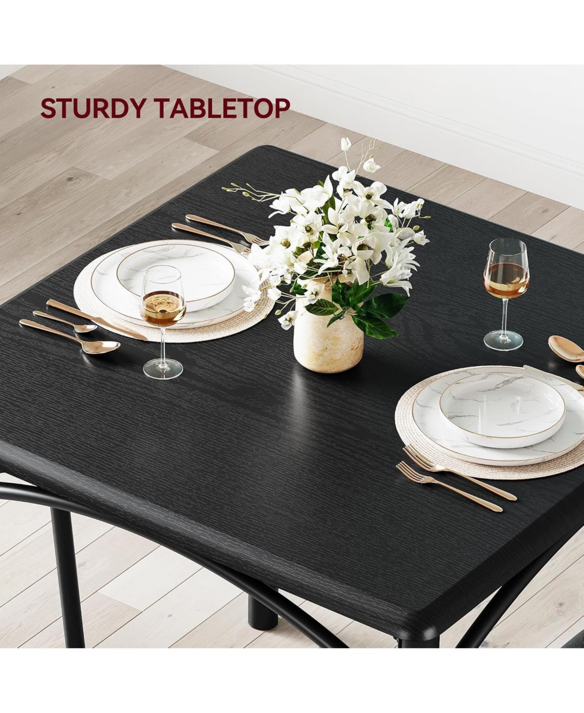 gaomon Dining Table Set for 2 Kitchen Table and Chairs for 2 with Upholstered Chairs 3 Piece Dining Room Table Set Square Kitchen Table Set