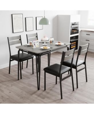5-Piece Dining Table Set Sturdy Wooden Square Table and Chair Breakfast Table Set for 4 Person for Home or Commercial Dining Room