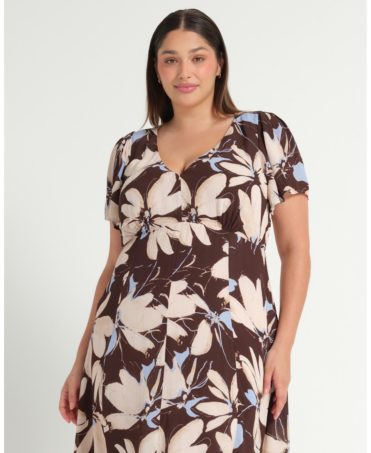 Estelle Plus Size Caroline Floral Empire Waist Midi Dress