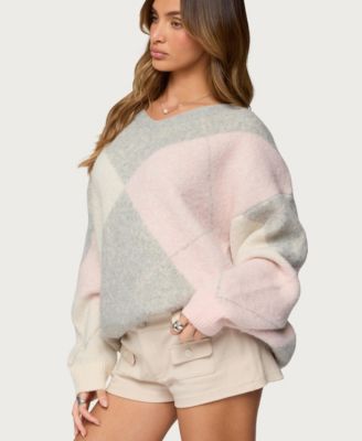 Women's Elda Oversized Argyle Sweater