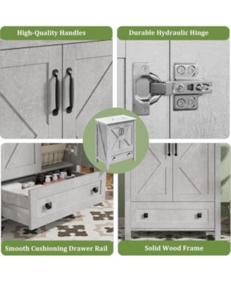 30" Vanity with Ceramic Sink Modern Bathroom Vanity with 2 Doors and 1 Storage Drawer Freestanding Bathroom Cabinet with Contemporary Design