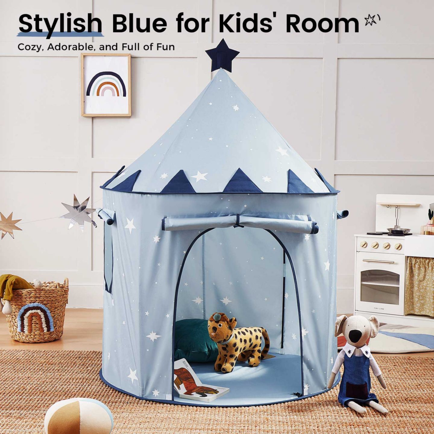 Детские игрушки Tiny Land Starry Blue Foldable 3-Piece Play Tent Set, Ages 3+ — фото 2