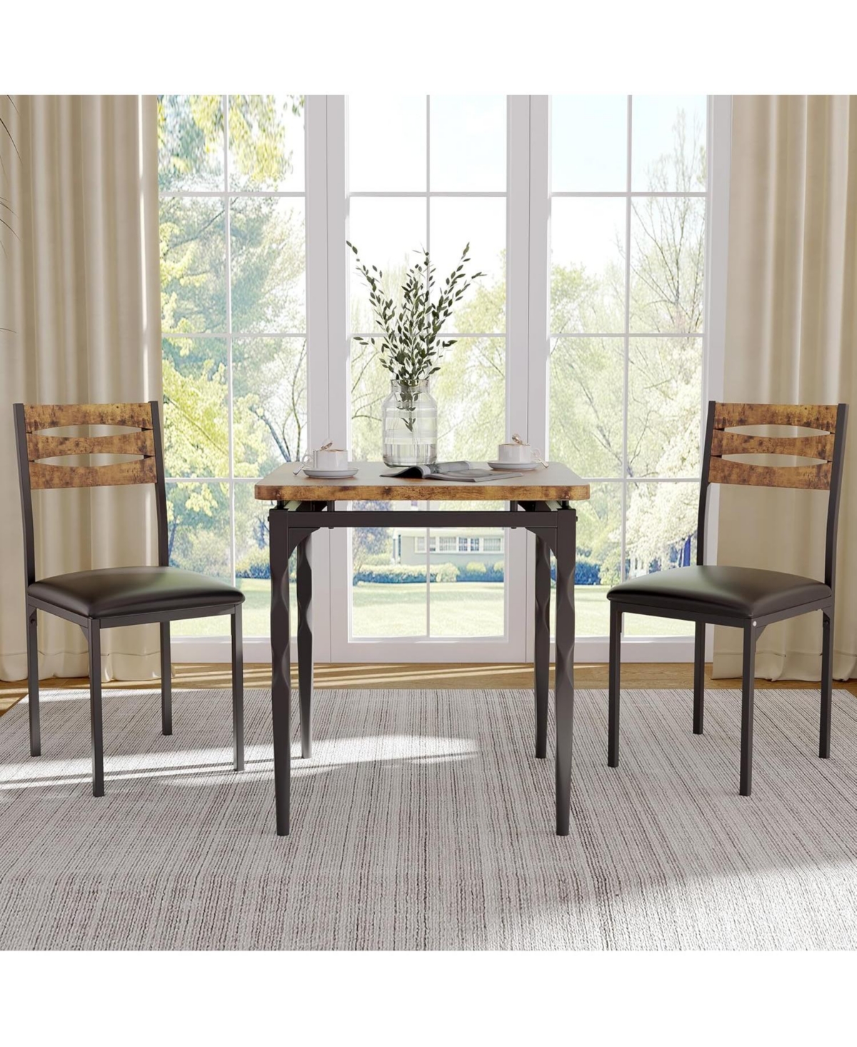 gaomon Dining Table Set for 2 Dining Table and Chairs Set of 2 3 Piece Dining Table Set with Spiral Table Legs for Small Spaces Kitchen Apartment